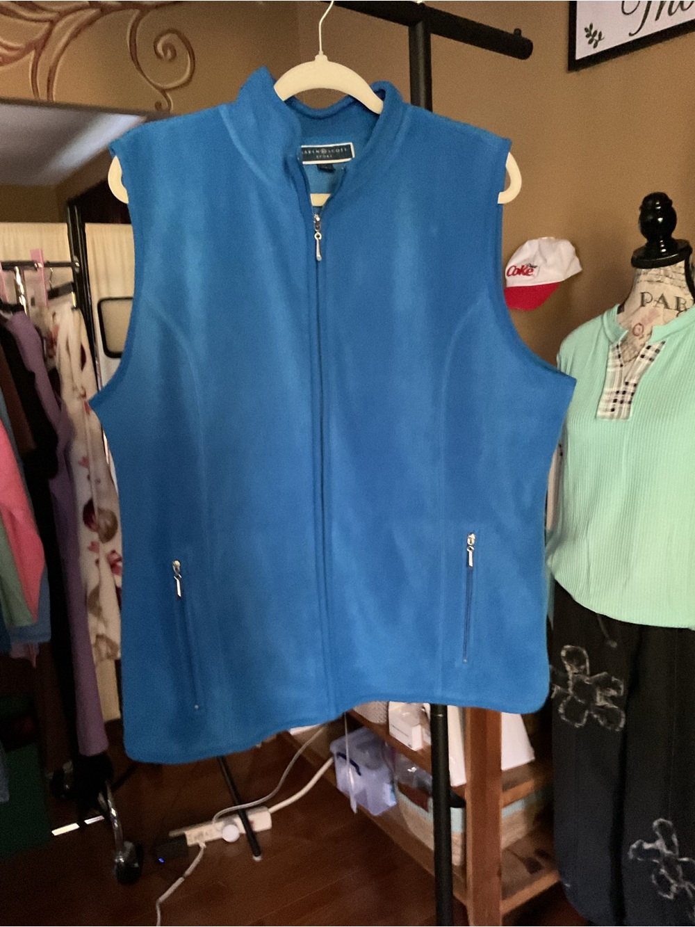 Karen Scott Bright Blue Fleece Zip Vest